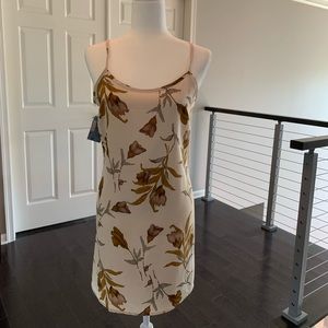 Sense USA Ivory and Tan spaghetti strap Slip Dress